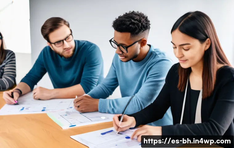 실무 경험을 반영한 이론 교육 콘텐츠 개발 - **"Hands-on Project in a Modern Collaborative Space"**
    A vibrant, medium shot of a diverse group...