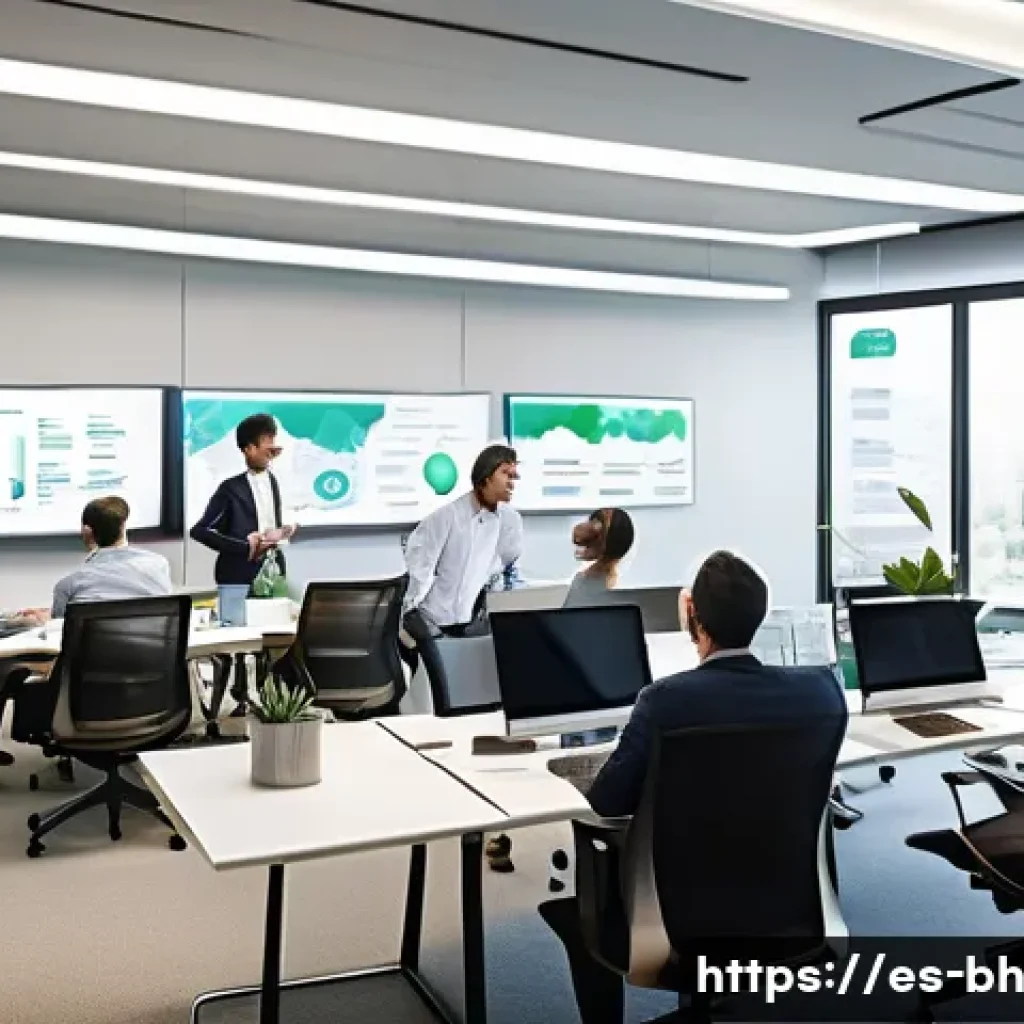 실무 경험 강화를 위한 이론 학습 방법 - A modern office setting with a diverse group of professionals engaged in a dynamic team meeting, foc...